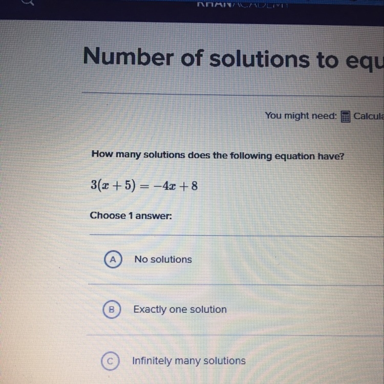 How many solutions does the following equation have?-example-1