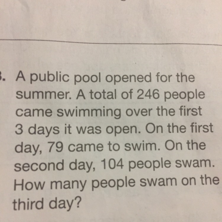 How many swam the third dayyy-example-1