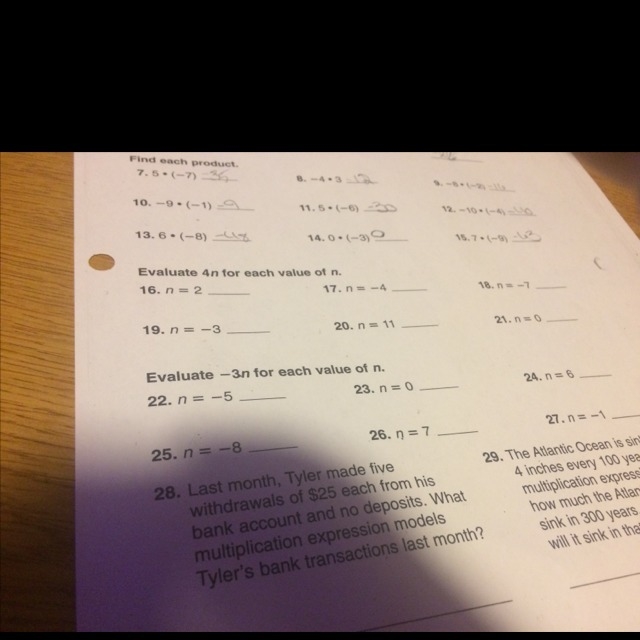 Anwser to evaluate 4n for each value of n-example-1