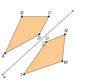 Quadrilateral ABCD is the result of a reflection of quadrilateral LMNO over the line-example-1