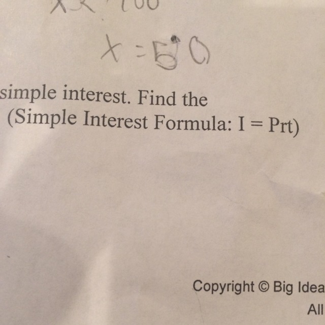 You put $1200 in an account that earns 3% simple interest. Find the total amount in-example-1