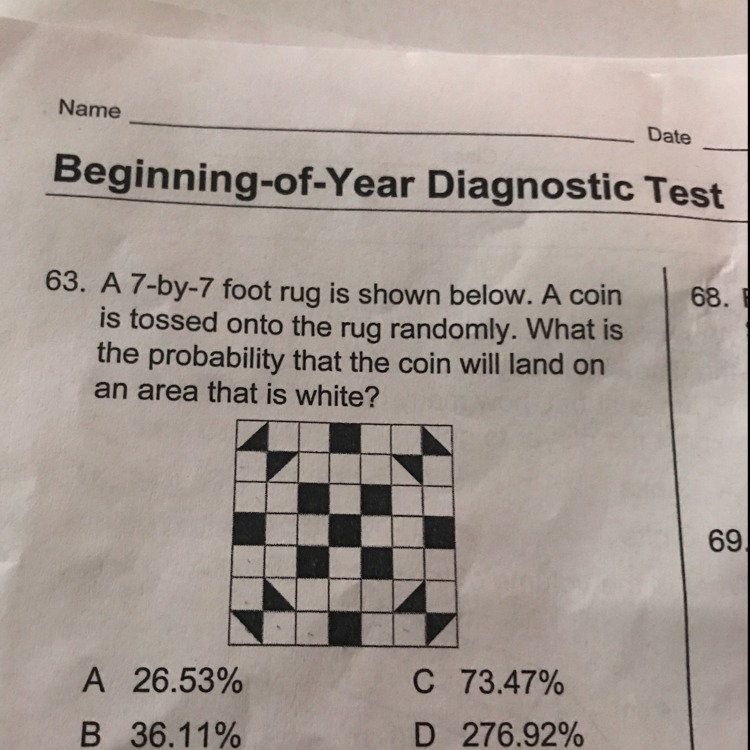 The probability of the coin being flipped and landing on white-example-1