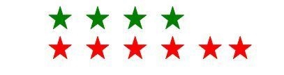 What is the ratio of green stars to red stars? A) 1 : 2 B) 2 : 3 C) 2 : 4 D) 3 : 2-example-1