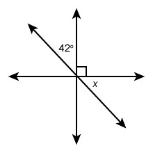 What is the measure of angle x? Enter your answer in the box. Image:-example-1