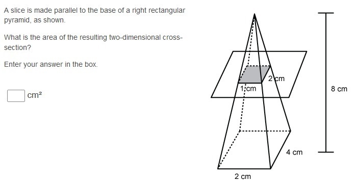 A slice is made parallel to the base of a right rectangular pyramid, as shown. What-example-1