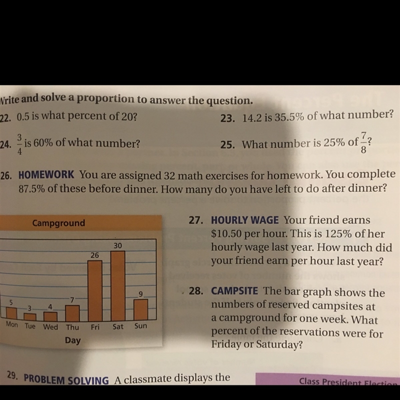 You are assigned 32 math exercises for homework. You complete 87.5% of these before-example-1