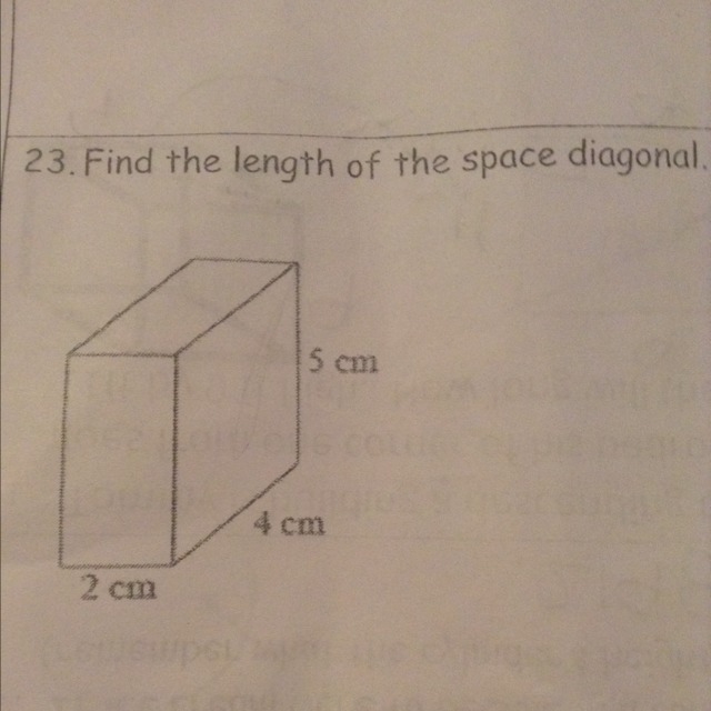 How do you find the length inside a cube diagonally???-example-1