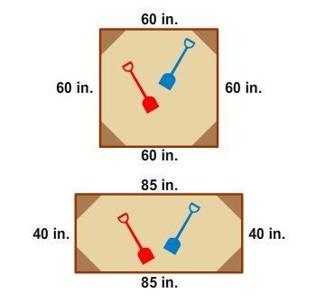 Which statement about these two sandboxes is true? A. The perimeter of both sandboxes-example-1