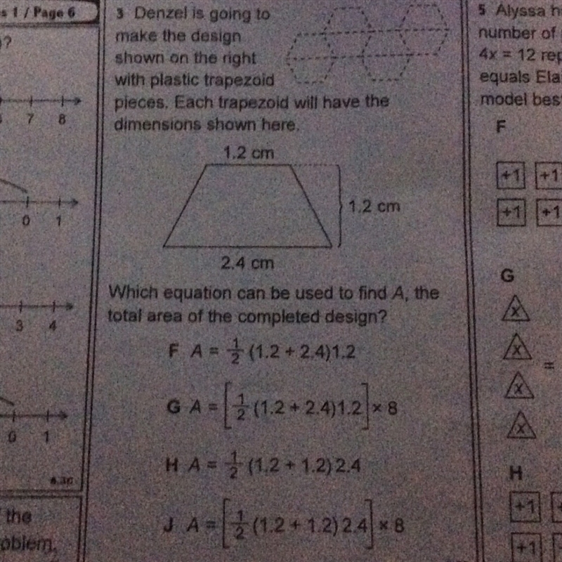 Which equation can be used to find a the total area of the completed design?-example-1