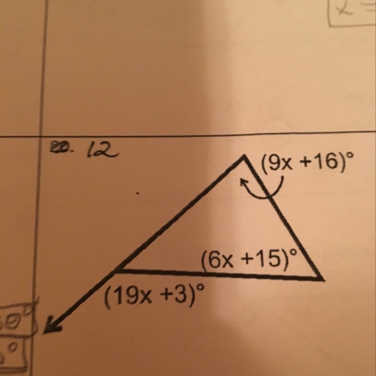 Solve for X. This is basically angles of a triangle.-example-1