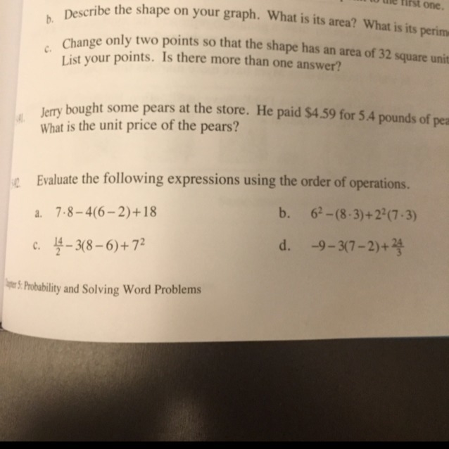 Evaluate the following expressions using the order of operations-example-1