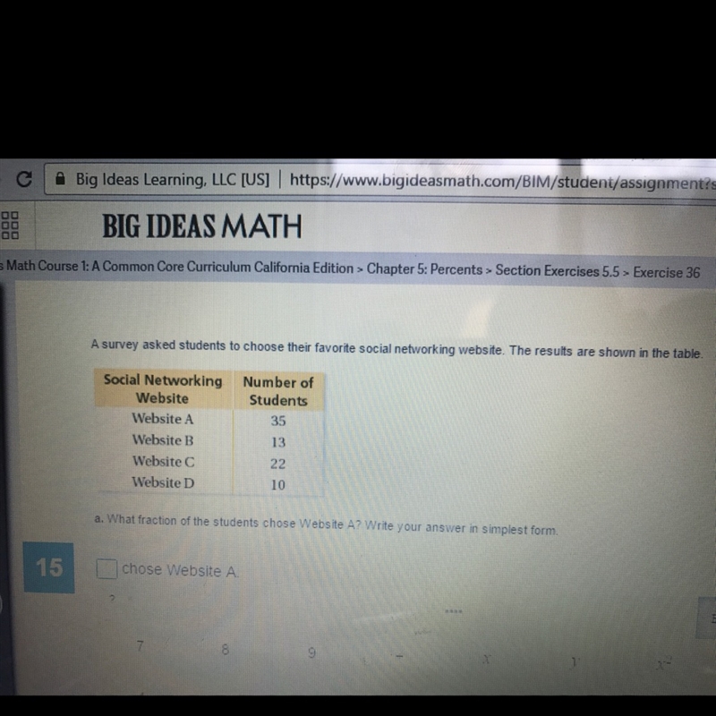 A survey asked students to choose their favorite social networking website. The results-example-1