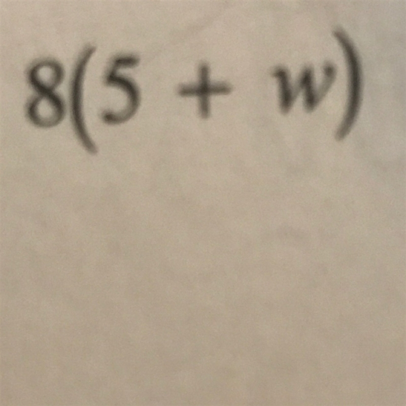 Use the distributive property to simplify the expression 8(5 plus w)-example-1