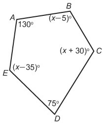 The interior angles formed by the sides of a pentagon have measures that sum to 540°. What-example-1