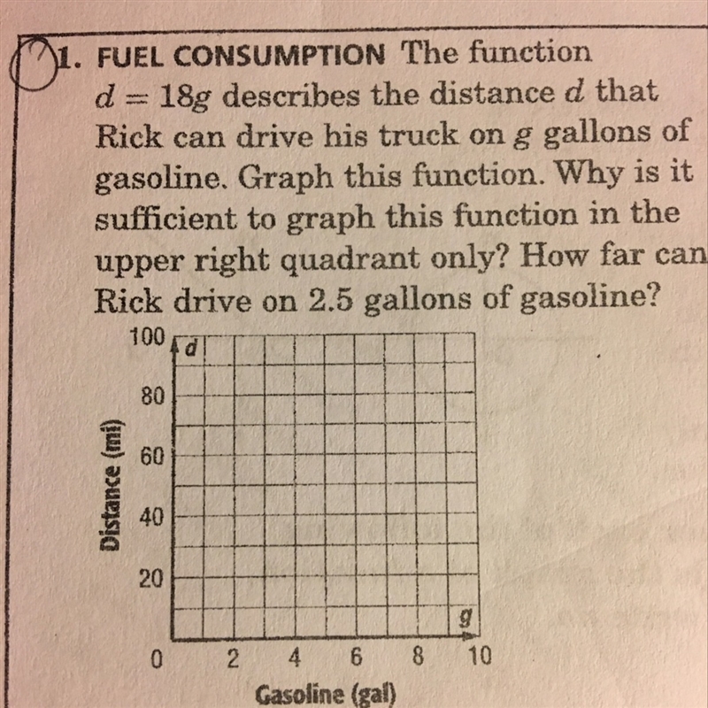 How far can rick drive on 2.5 gallons of gasoline?-example-1