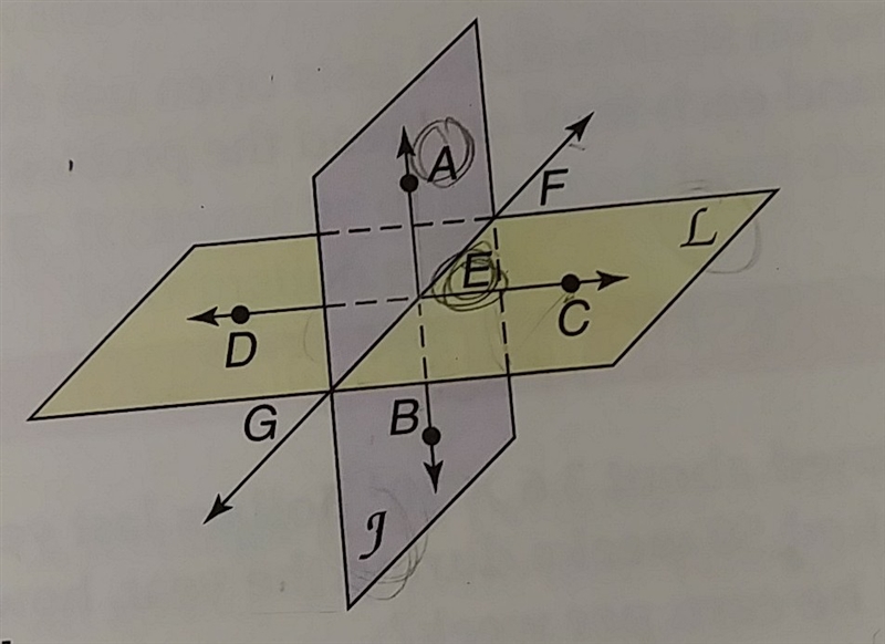 Name a point that is coplanar with points A and E-example-1