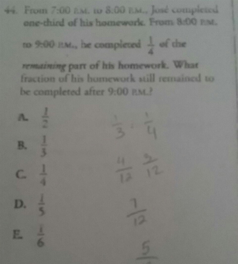 From 7:00 am to 8:00 pm, jose completed one third of his homework. From 8:00 pm to-example-1