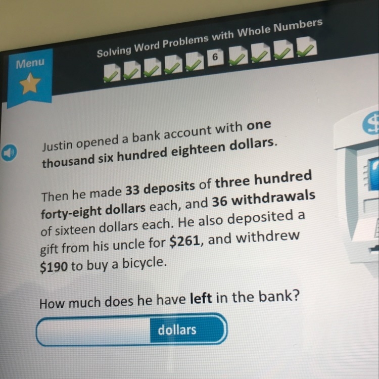 How much does he have left in the bank-example-1