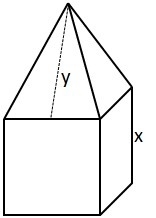 (10 points) A square pyramid is attached to the top of a cube as shown below. If x-example-1