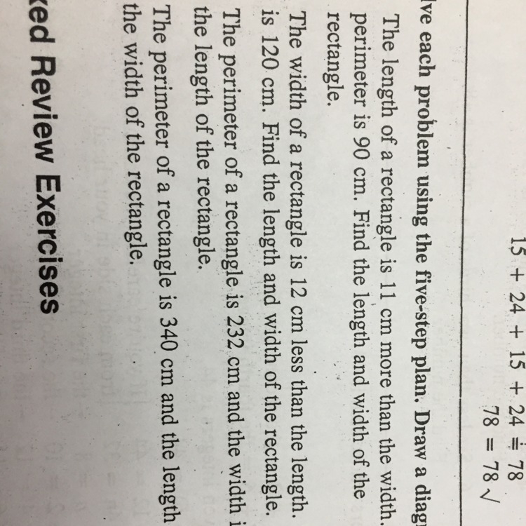 the perimeter of a rectangle is 232 centimeters and the width is 56. find the length-example-1