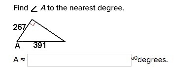 Find A to the nearest degree. A ≈ ____ degrees.-example-1