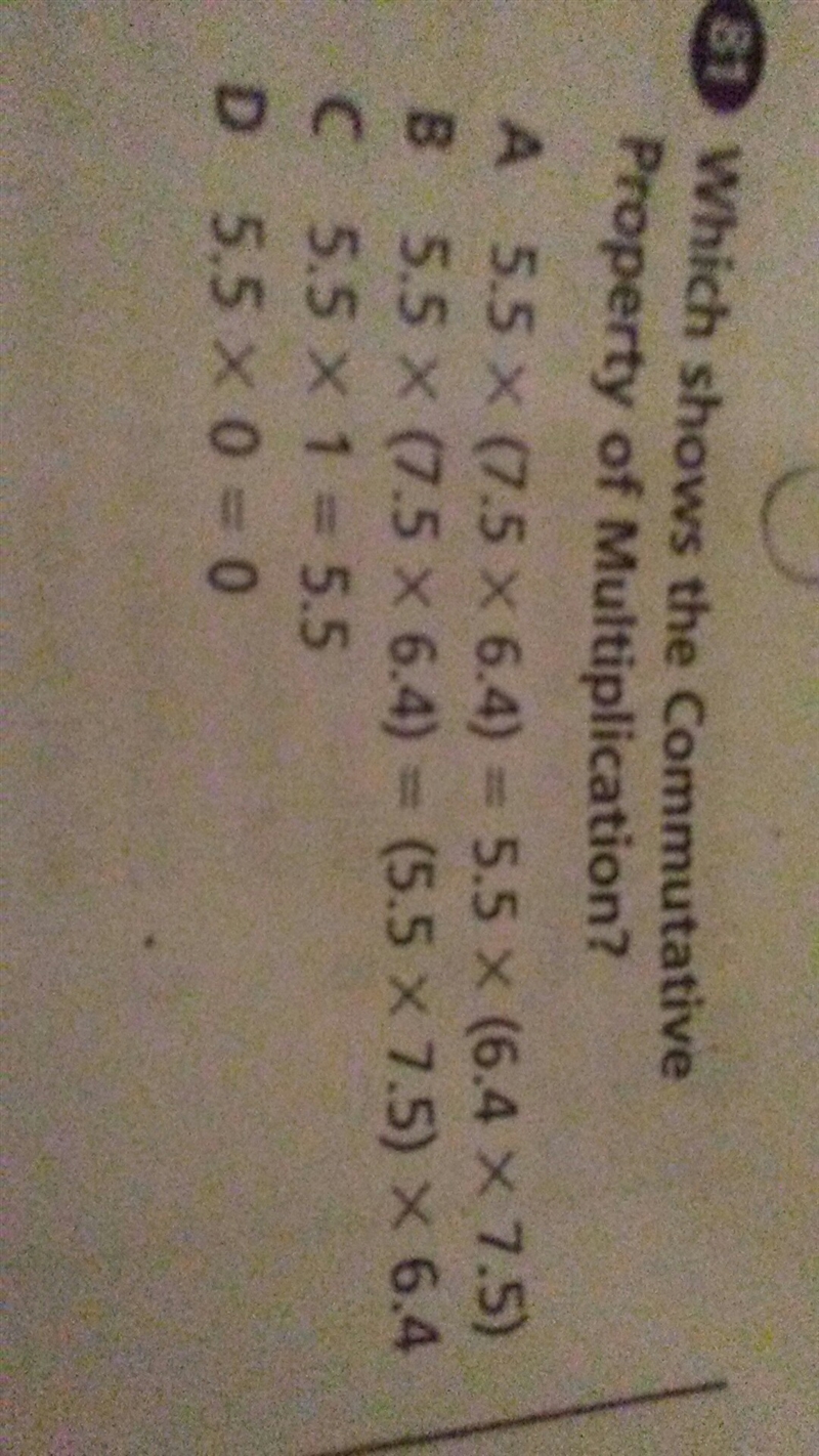 Which shosws the commutative property of multiplication?-example-1