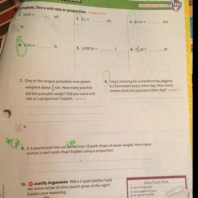 Please help me with the problems circled in green thank you in advance-example-1