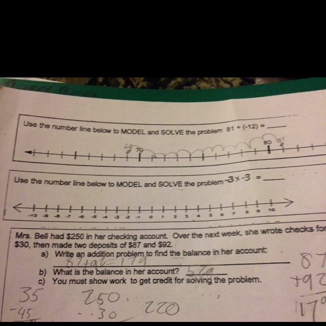 I have to model and solve on a number line -3 times -3-example-1