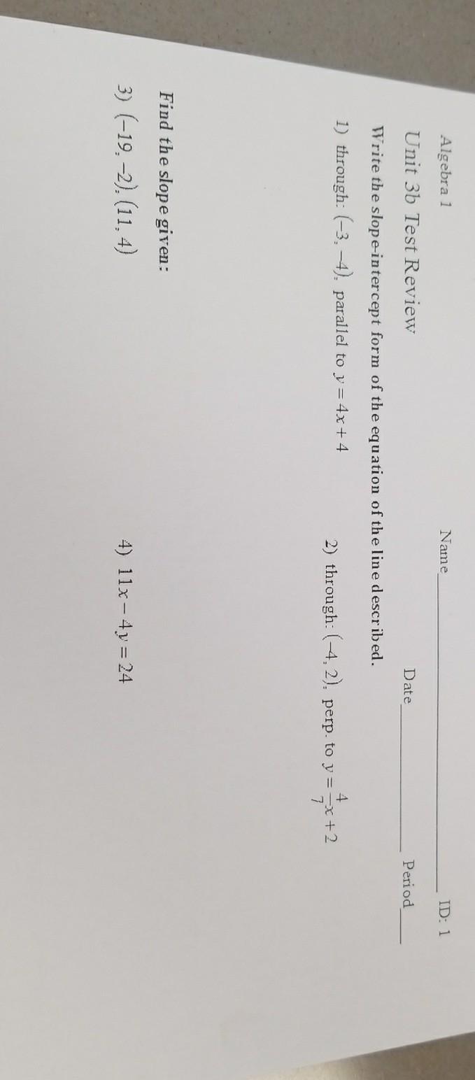 Write the slope-intercept form of the equation of the line described-example-1