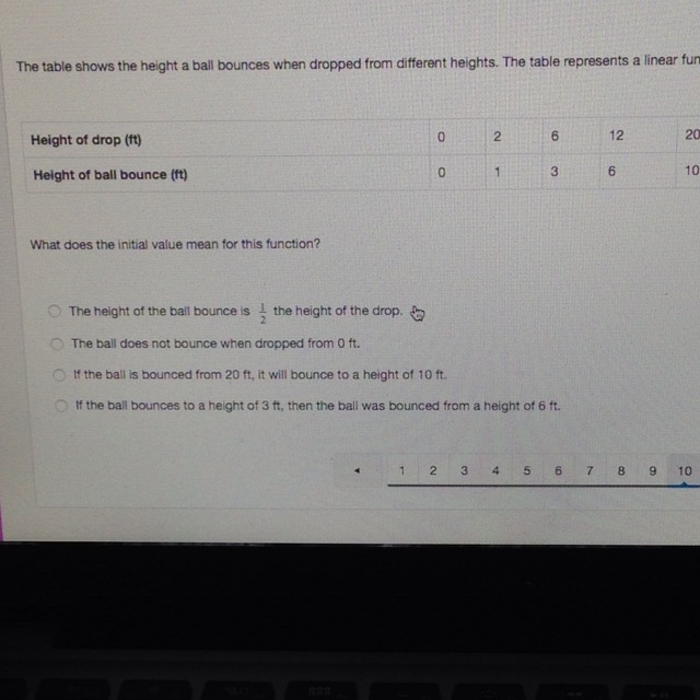 The table shows the height of the ball bounces when dropped from different heights-example-1