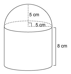 HELP!!!!!!!!!!! The figure is made up of a hemisphere and a cylinder. What is the-example-1