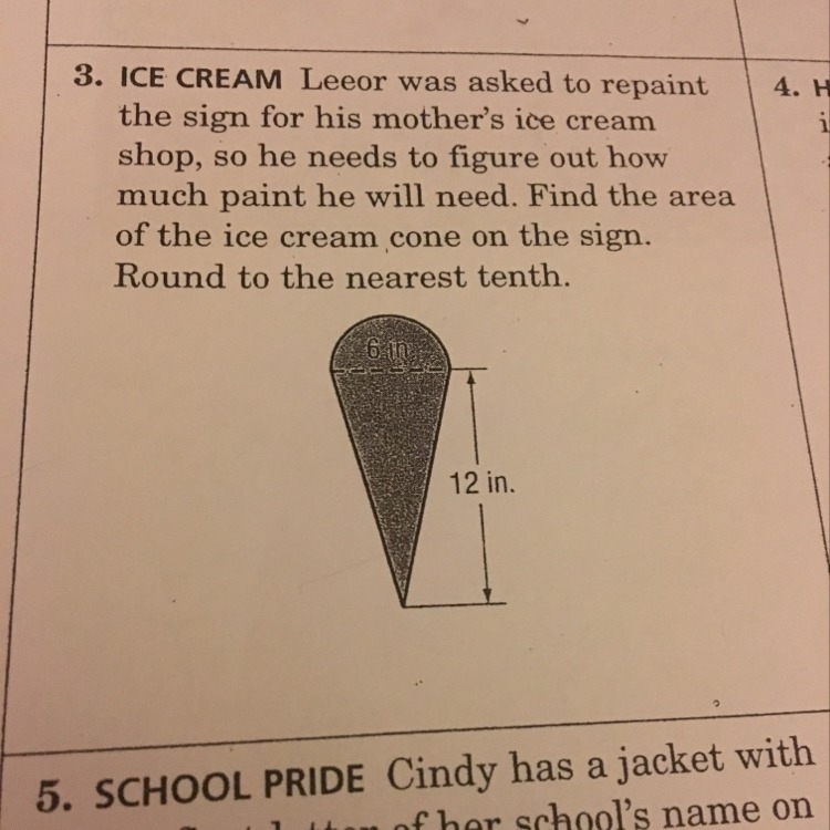 How do I find the area of the icecream cone to the nearest tenth?-example-1