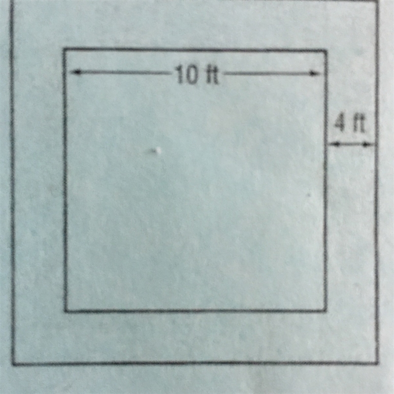 A 4-foot-wide walkway surrounds a 10-foot square wading pool. What is the perimeter-example-1