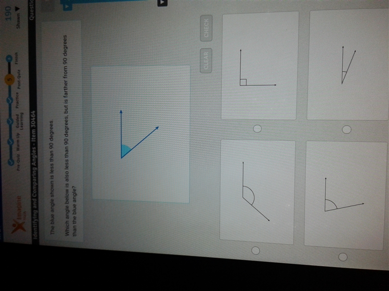 the blue angle shown Is less than 90 degrees which angle is also less than 90 degrees-example-1