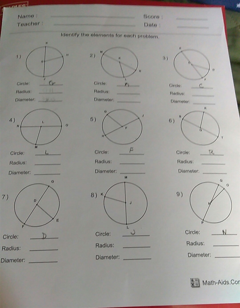 Identify the elements for each problem-example-1