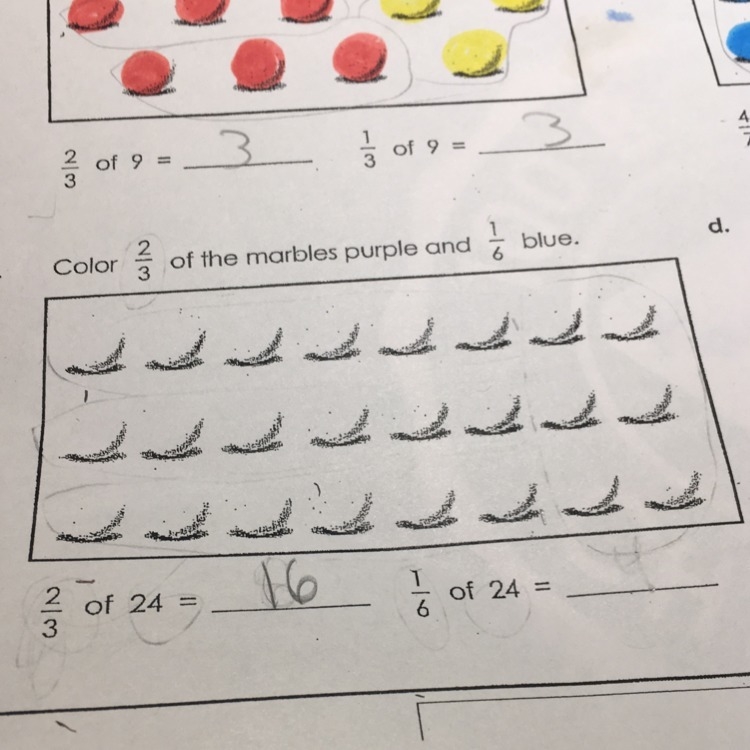 So If I said that 2/3 of 24=16 Then What should I color in?-example-1