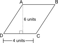 1.What is the area, in square units, of the parallelogram shown below? 12 square units-example-1