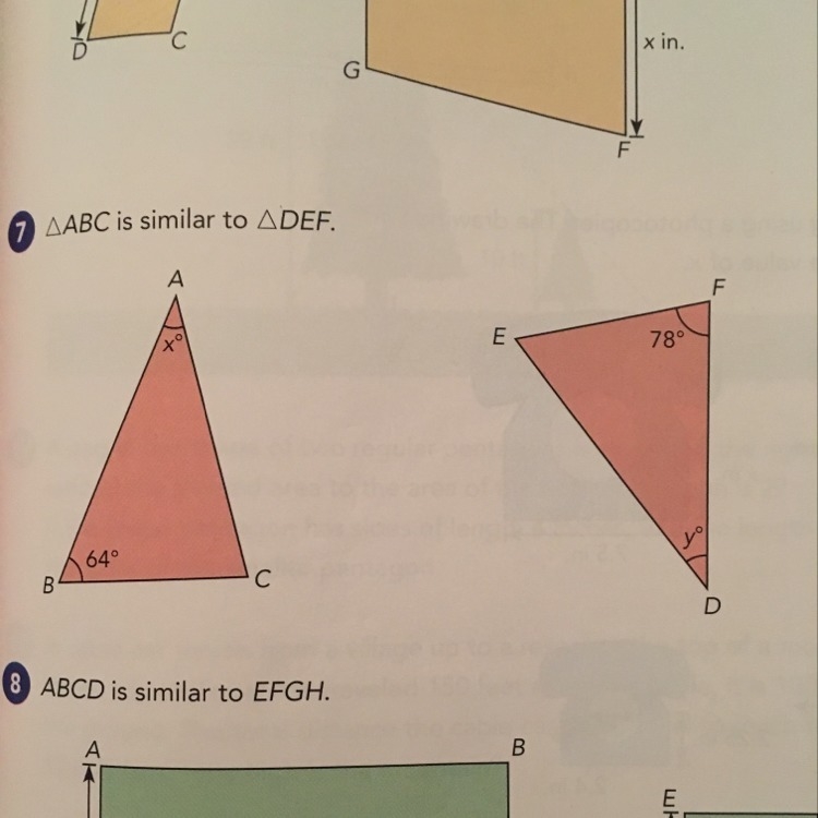 How do you find the value of equal angles y and x?-example-1