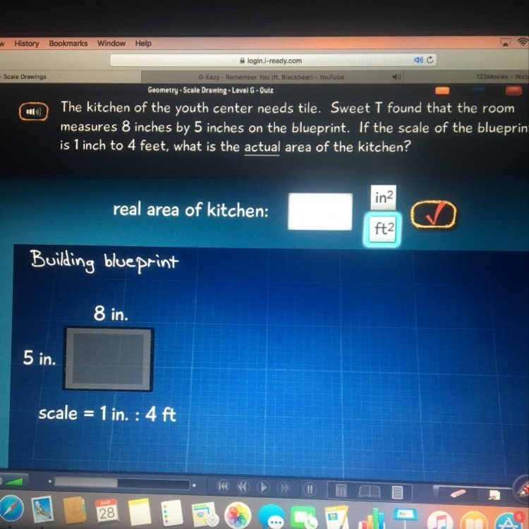 Please help.... What is the ACTUAL area of the kitchen?-example-1