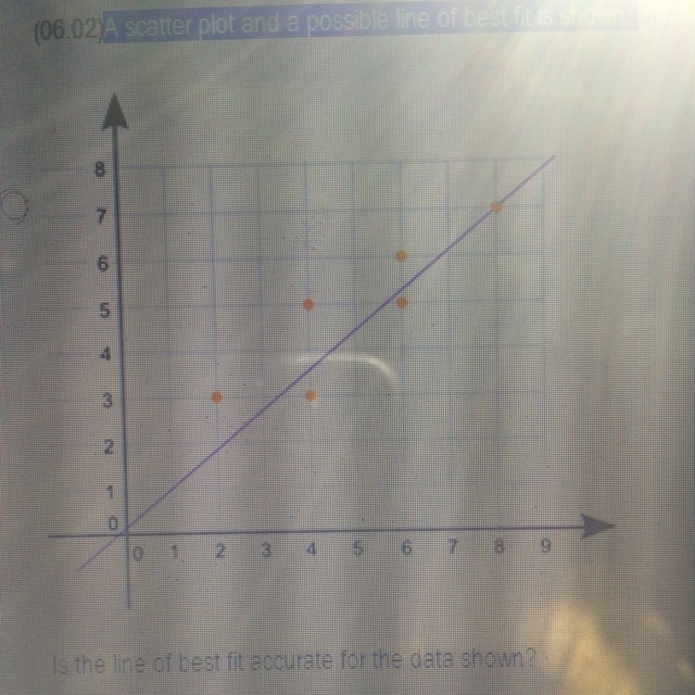 WILL GIVE 30 points a scatter plot and a possible line of best fit is shown is the-example-1