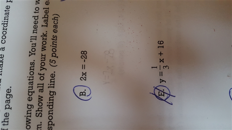 I need to turn this equation (letter B) into a y=mx+b equation-example-1