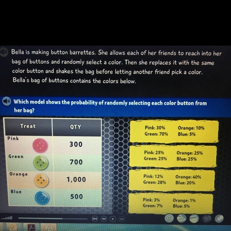 Which model shows the probability of randomly selecting each color button from her-example-1