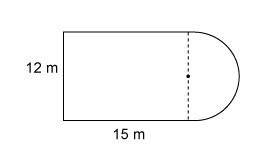 This figure consists of a rectangle and semicircle. What is the perimeter of this-example-1