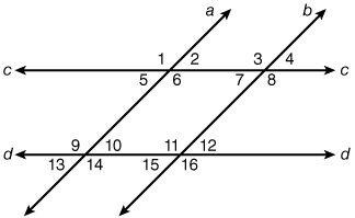 If a || b and c || d , which pair of angles are congruent? 1 and 4 5 and 8 4 and 9 10 and-example-1