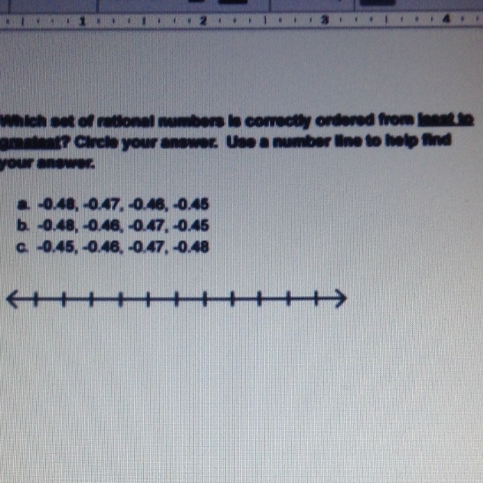 Which set of rational numbers is correctly ordered from least to greatest circle your-example-1