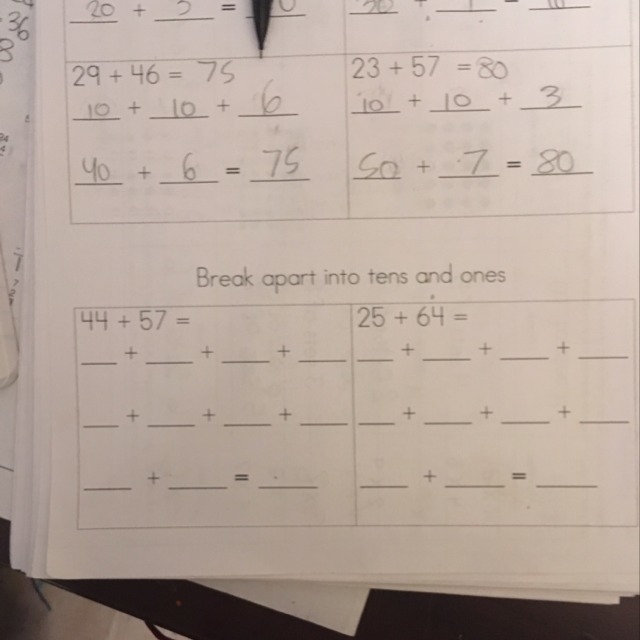 The Two questions below is that I need help with. I need to break apart the numbers-example-1