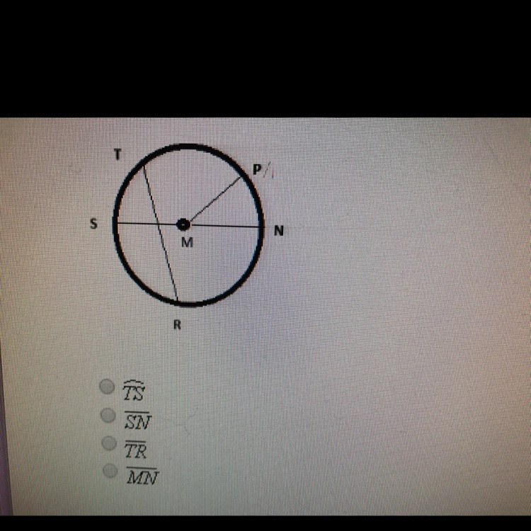 Which of the following represents a radius of the circle?-example-1