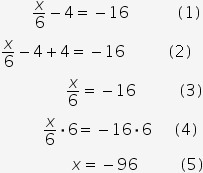 3. Which line shows the first error in the solution? Four less than a number divided-example-1