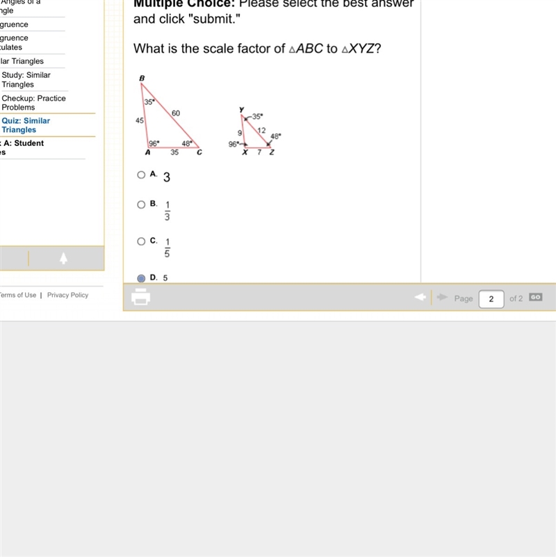 What is the scale factor of ABC to XYZ?-example-1