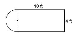 This figure consists of a rectangle and semicircle. What is the perimeter of this-example-1